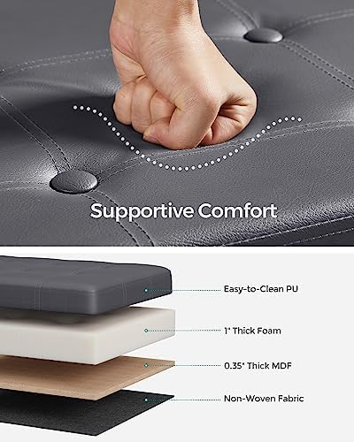 SONGMICS Storage Ottoman Bench, 43.3 Inches Folding Foot Rest Stool - Image 5