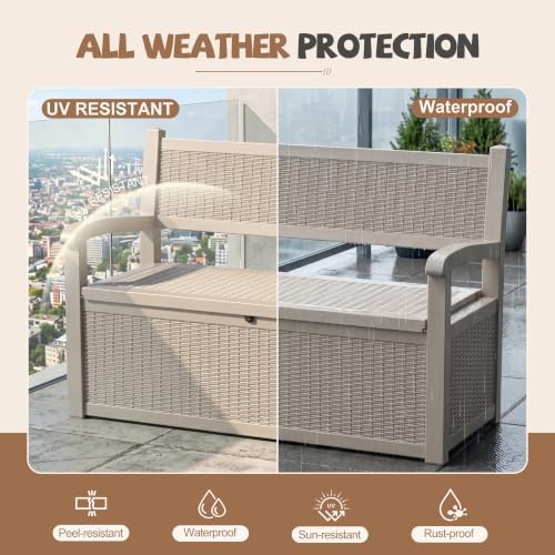 EFU Outdoor Bench Storage Deck BoxWaterproof Wicker - Image 4