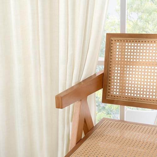 YoungsTex Ivory Linen Kitchen Curtains Window Over Sink 36 Inch Length - Image 6