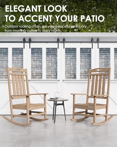 Outdoor Rocking Chair, All-Weather Resistant Poly Lumber Rocker Chair Outdoor - Image 6