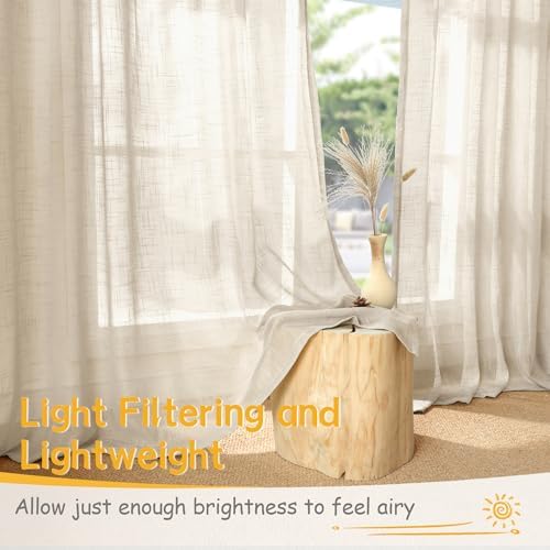 YoungsTex Linen Semi Sheer Curtains 45 Inches Long - Image 3