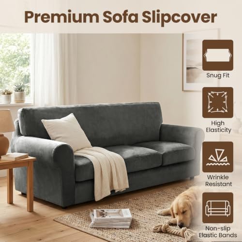 XINEAGE 4-Piece Velvet Sofa Cover, Couch Covers - Image 2