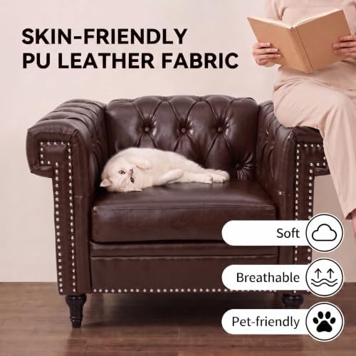 Chesterfield Sofa & Chair Set, Faux Leather Couch Set - Image 5