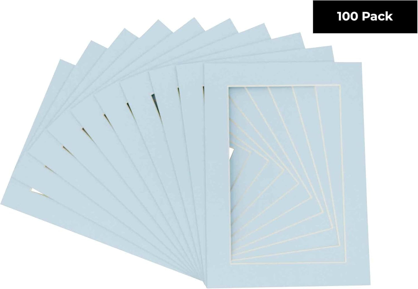 5x7 Mat for 8.5x11 Frame - Precut Mat Board Acid-Free Show Kit with Backing Board, and Clear Bags Baby Blue 5x7 Photo Matte Made to Fit a 8.5x11 Picture Frame Matboard for Framing, Pack of 100 Mats