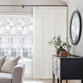 TWODRAPES Beige White Pinch Pleated Linen Curtains 112 Inches Long 2 Panels by TWODRAPES