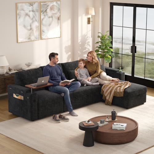 KEIKI 108" L Shaped Sleeper Sofa Bed, 4 Seat Couch - Image 2