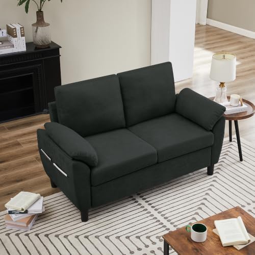 57" Loveseat Sofa, Modern Linen Comfy Love Seat - Image 6
