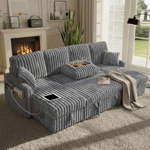 KCGKCG 104" U Shaped Sleeper Sofa Bed, Pull Out Couches - Image 2