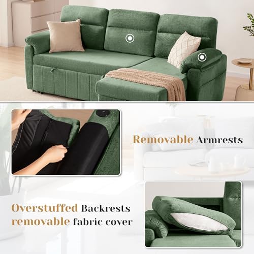 Tbfit 80" Sleeper Sofa Bed, 3 in 1 Cloud Pull Out Sofa Couch - Image 6