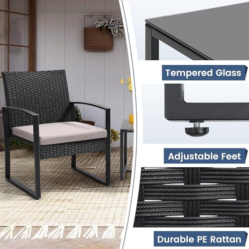 Murago 3-Piece Wicker Patio Bistro Set, Patio Conversation Set - Image 5