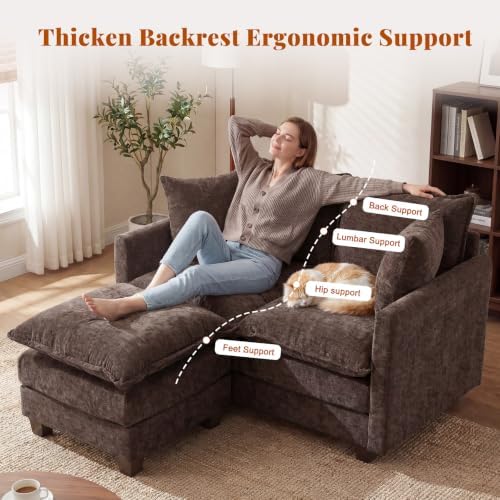 50'' Loveseat Sofa Set with Ottoman, Small Couch Set 2 Piece Cloud Love Seat - Image 3