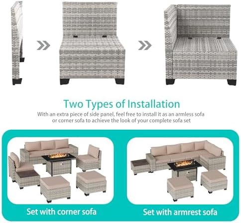 Outdoor Patio Furniture Set PE Wicker Rattan Outdoor Sectional Sofa - Image 2