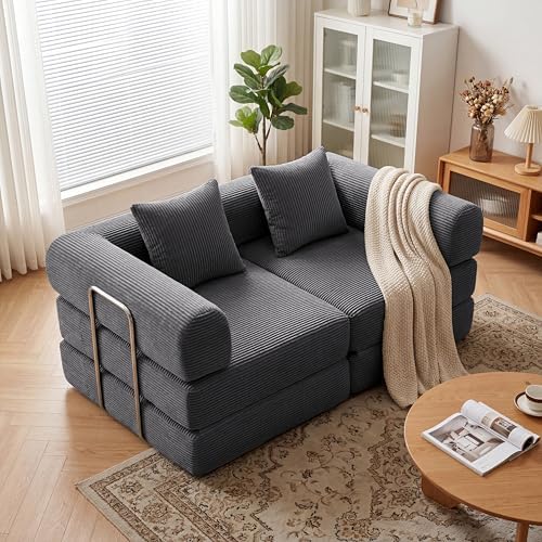 Convertible Compressed Corduroy Folding Cloud Sofa Bed, 5 in 1 Floor Mattress - Image 4