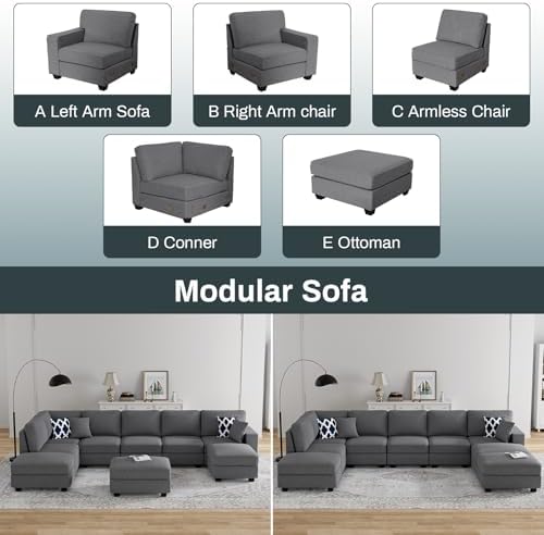 Legend Vansen Oversized Modular Sectional Sofa, U/L‑Shaped Reversible Couch - Image 4