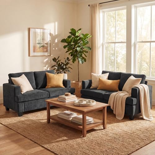 YOUDENOVA 2 Piece Set Comfy Sofa Couch, Loveseat Sofa * 2 by YOUDENOVA