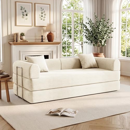 79'' Convertible Compressed Corduroy Folding Cloud Sofa Bed, 4 in 1 Modern by GORGENIUS