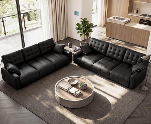 Oversized Sectional Leather Couch by HOMYHOMEY