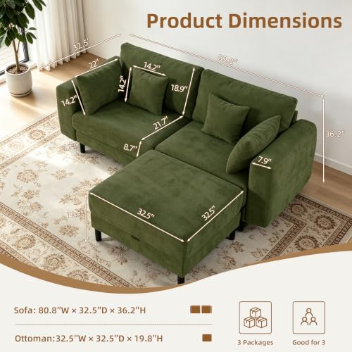 80.8" L Shaped Cloud Sofa, Modular Sectional Couch - Image 2