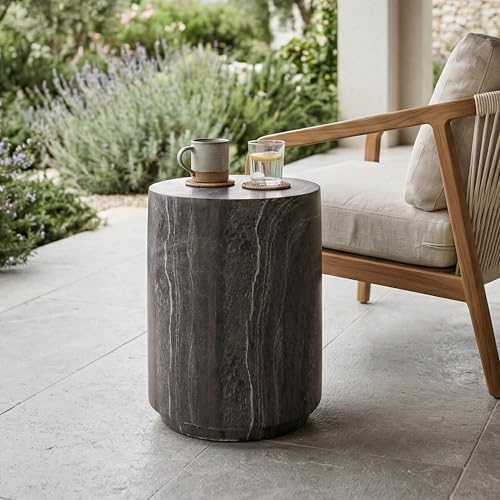 24/7 Shop at Home Ranera Modern 14-inch Natural Stone-Like Side Table - Image 3