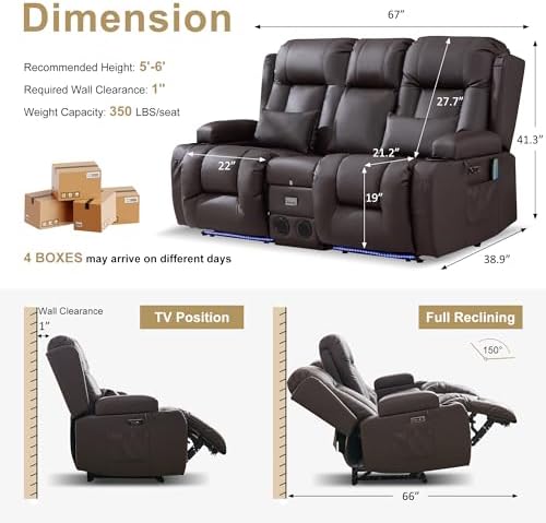 URRED Power Loveseat Recliner Sofa - Image 2