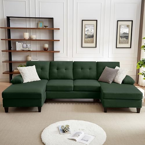 Sectional Couches for Living Room, Modern Linen Fibre U Shaped Sofa Couch - Image 4