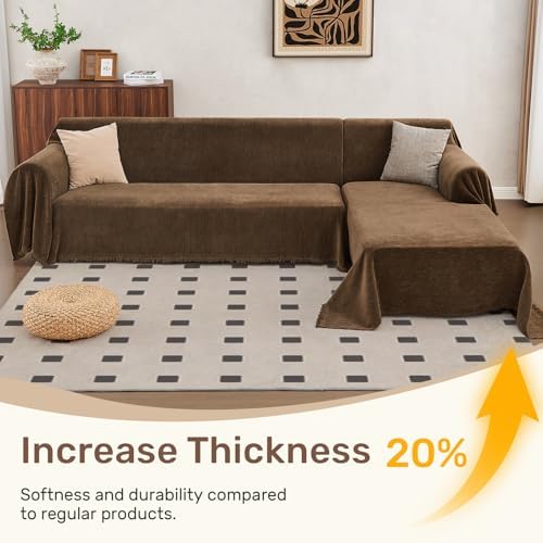 2 Pieces Sectional Couch Covers L Shaped Cover XL Coffee - Image 3