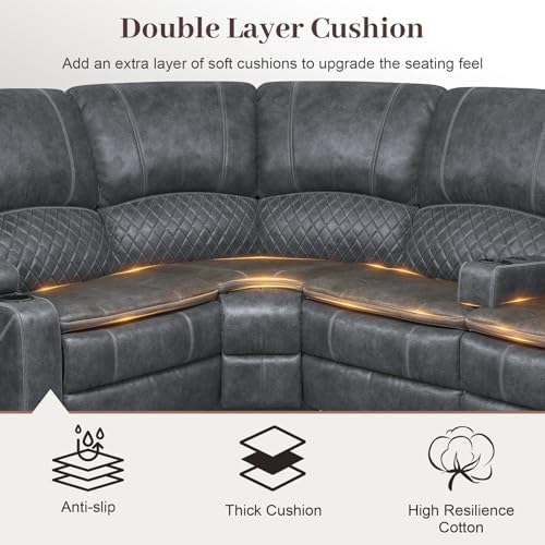 Upgraded 5 Seater Reclining Sofa Set, Living Room Couch - Image 4