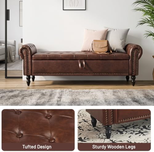 Furniliving 63” End of Bed Storage Bench, Bedroom Bench - Image 6