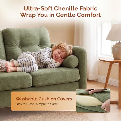 VINGLI 47" Green 2 Seater Chenille Sofa - Image 7