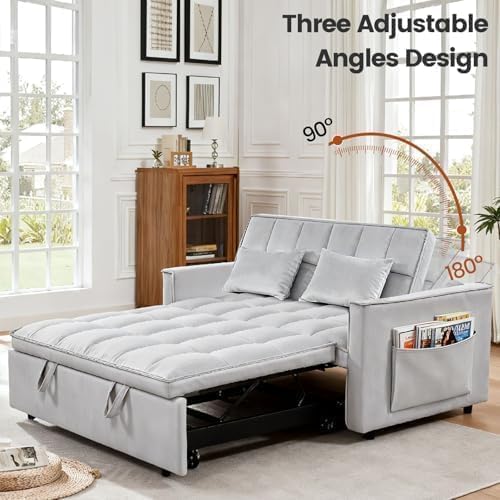 Sleeper Sofa Bed with Adjustable Backrest & Side Pockets - Image 5