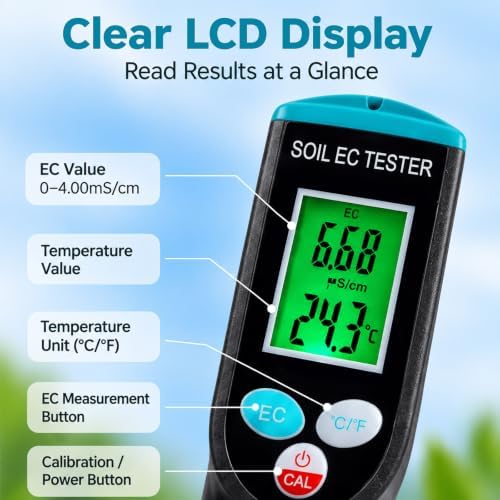 Digital Soil EC Meter 2-in-1 Porfessional Plants EC Temperature Tester Meter - Image 4
