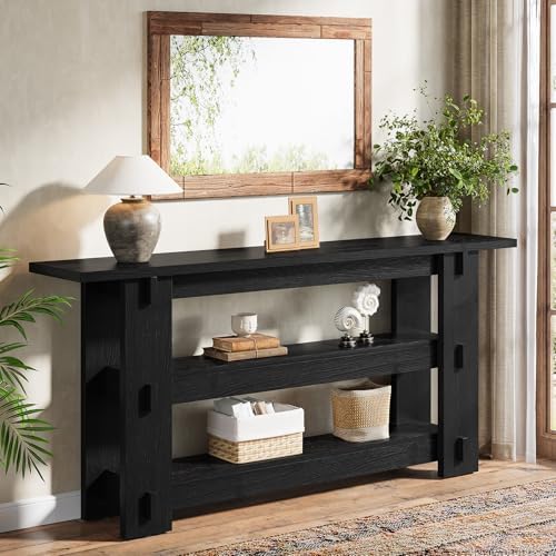 63" Solid Wood Console Table, Modern Sofa Table Behind Couch by TribewoodbyTribesigns