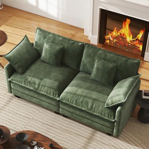 WorthFurni 77" Cloud Sofa Loveseat, Comfy Sectional Couch, 2-Seater Chenille by WorthFurni
