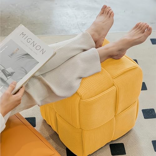 Cmishe 15" Square Woven Corduroy Ottoman Footrest - Image 5