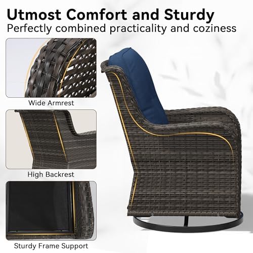 6 Piece Outdoor Wicker Patio Furniture Set, Outdoor Swivel Rocker Patio Chairs - Image 3