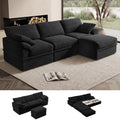 107" Boneless Couch with Storage, 48.6" Extra Deep-High Seat Modular Sectional by LOOFRA