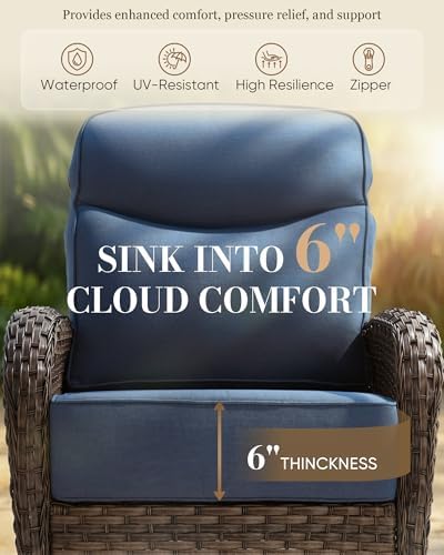 Belord Upgraded 6“ Cushion Luxury 6 Piece Patio Furniture Set - Image 3