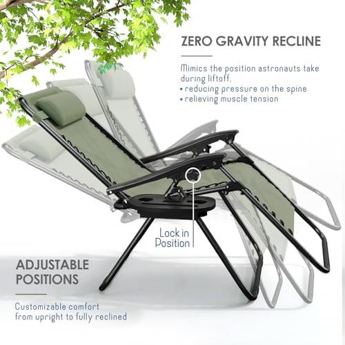 Nestl Zero Gravity Chairs Set of 4, Patio Lounge Chair Outdoor - Image 4