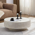 WILLIAMSPACE 35.43" Round Marble Coffee Table Faux Stone Living Room Table by fromNewJersey
