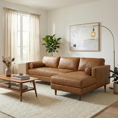 SIMPLIHOME Morrison 102" Full-Grain Leather Right-Facing Sectional Sofa - Image 4