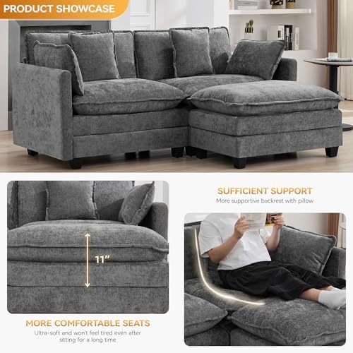 76'' L Shaped Sectional Cloud Couch, Modular Sofas - Image 3