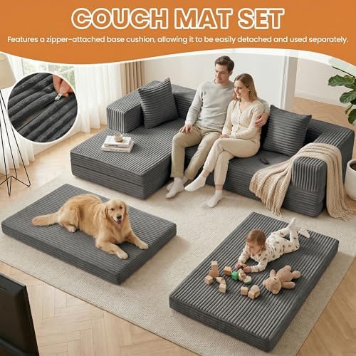 96" Boneless Couch for Living Room, Oversized Modular Sectional Sofa Bed - Image 4