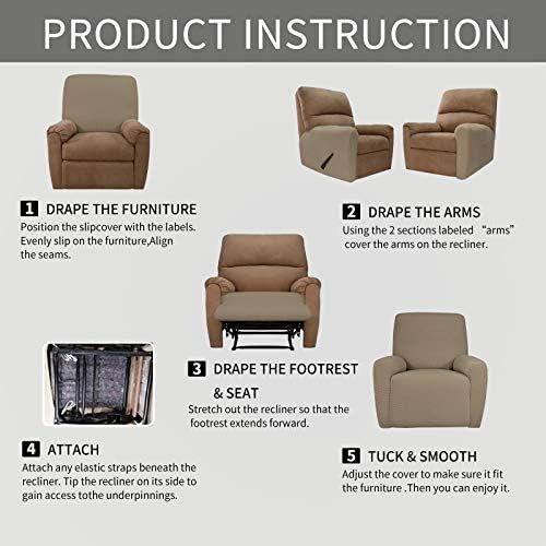 Easy-Going Stretch Recliner Chair Sofa Slipcover Washable Natural - Image 5