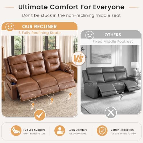 3-Piece Living Room Recliner Sofa Set, Loveseat & 3-Seater Couch - Image 7