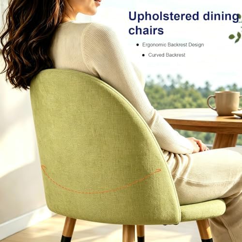 Lightdot Dining Chairs Set of 2, Ergonomic Curved Backrest Kitchen Chairs - Image 6