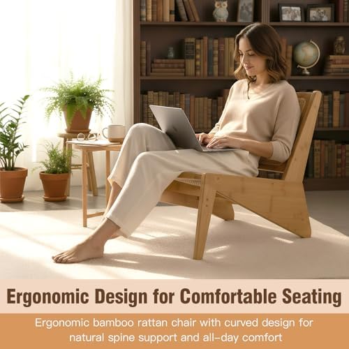 Welnow Mid Century Rattan Accent Chair - Image 5