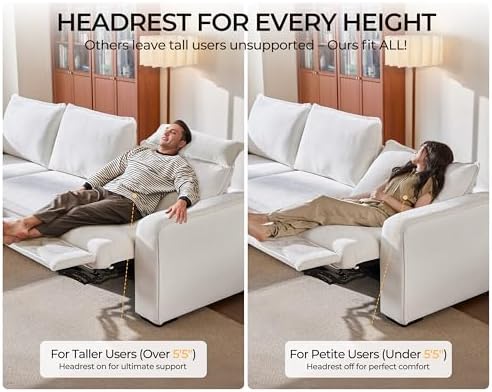 153" Modular Power Reclining Sectional 3 Seater Home Theater Sofa Chenille - Image 5