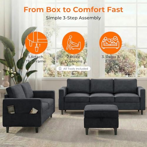 ijuicy 2PCS Sectional Sofa Set, Modern Linen 5 Seater Couch - Image 5