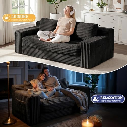 Boneless Couch, Cloud Loveseat Sofa Corduroy Couch in a Box, Upholstered - Image 7