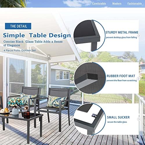 Vongrasig 4 Pieces Patio Furniture Set, Outdoor Patio Conversation Sets - Image 5